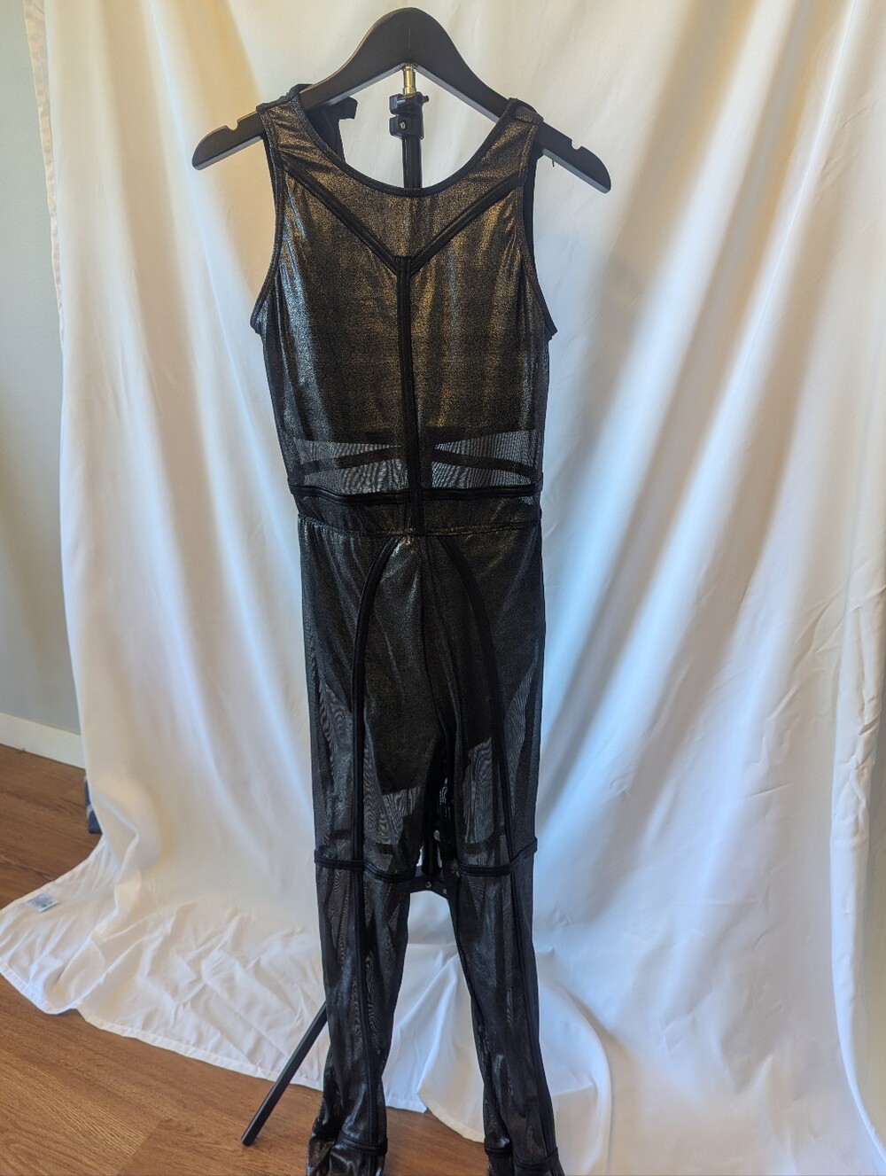 Dance Costume - Black Sheer Metallic Jumpsuit